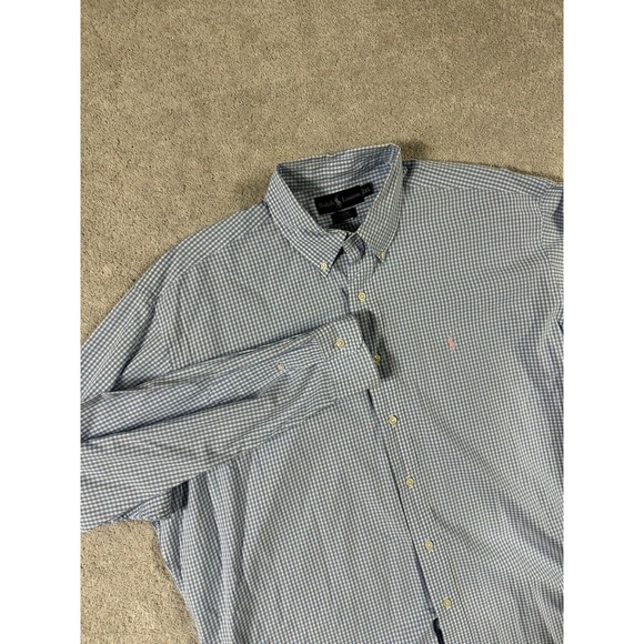 Ralph Lauren Shirt Mens XLARGE blue gingham check Button‎ Up long sleeve SIZE XL - Picture 1 of 7
